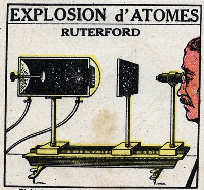 Das Atom und die Wissenschaft: Explosion von Atomen durch Ernest Rutherford. Anonyme Illustration von 1925. Private Sammlung. von Anonymous Anonymous