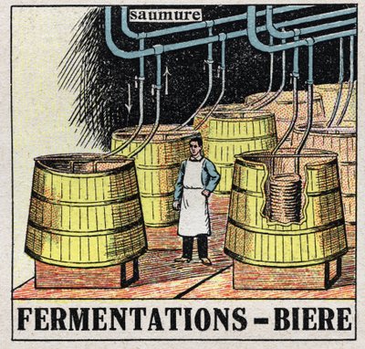 Die Kälteindustrie: Malzfermentationen zur Bierherstellung. Anonyme Illustration von 1925. Private Sammlung. von Anonymous Anonymous