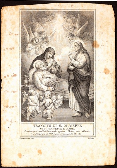 Der Tod des Heiligen Josef. Andachtsbild. 19. Jahrhundert von Anonymous Anonymous