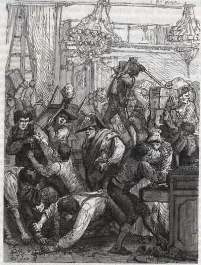 Diebstahl der Möbelwache (heutiges Hotel de la Marine, Place de la Concorde) - Diebstahl in der Woche vom 11. bis 17. September 1792 durch eine Bande, die von Paul Miette beauftragt wurde, einen Teil der Diamanten im Hotel du Garde-Meuble de la Couronne, P von Anonymous Anonymous