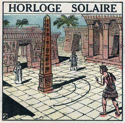 Zeit: Sonnenuhr im alten Ägypten. Anonyme Illustration von 1925. Private Sammlung. von Anonymous Anonymous