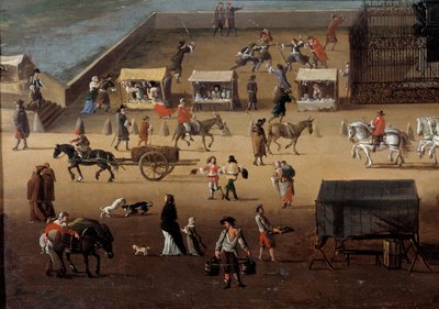 Verkehr auf der Pont Neuf in Paris im 17. Jahrhundert (Detail) von Anonymous Anonymous