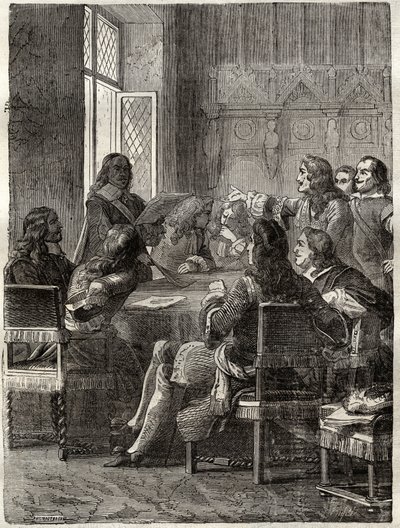 Vertrag von Rijswijk (30. Oktober 1697) (Ende des Krieges der Augsburger Liga zwischen Ludwig XIV. und der Großen Allianz). Gravur des 19. Jahrhunderts. Private Sammlung. von Anonymous Anonymous