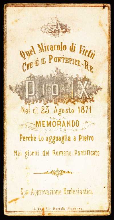Huldigung an Papst Pius IX. Andachtsbild. 19. Jahrhundert. Private Sammlung von Anonymous Anonymous