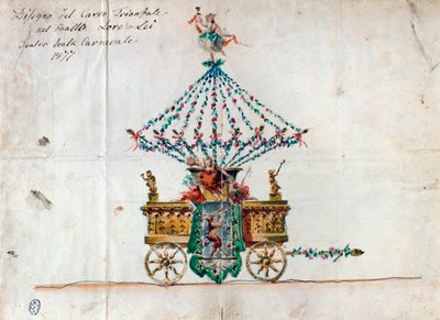Ansicht des Triumphwagens in Lorelei, Oper von Catalani (1877) von Anonymous Anonymous