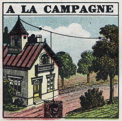 Drahtlose Telefonie: auf dem Land. Anonyme Illustration von 1925. Private Sammlung. von Anonymous Anonymous