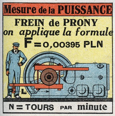 Arbeit und Kraft: Messung der Kraft mit Prony-Bremse. Anonyme Illustration von 1925. Private Sammlung. von Anonymous Anonymous