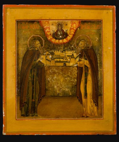 Heilige Zosima und Savvatiy von Solovki, Spätes 18. Jahrhundert von Anonymous Russian icon painter