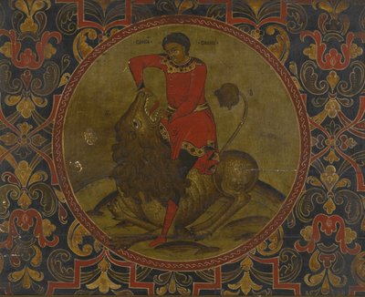 Samson kämpft mit dem Löwen, frühes 18. Jahrhundert von Anonymous Russian icon painter
