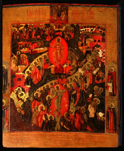Der Abstieg in die Hölle, mit ausgewählten Heiligen, Ende des 17. Jahrhunderts von Anonymous Russian icon painter
