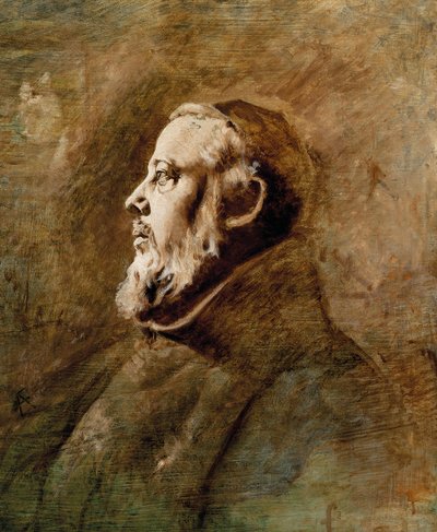 Büste eines Mönchs im Profil von Anselm Feuerbach