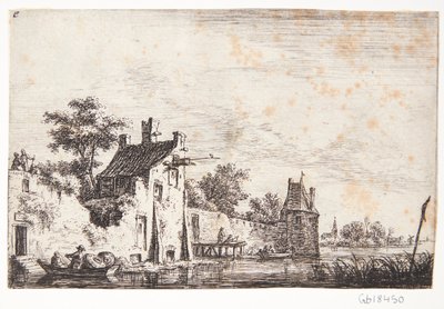 Stadtmauer an einem Fluss von Anthonie Waterloo