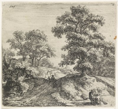 Grote eik naast een pad von Anthonie Waterloo