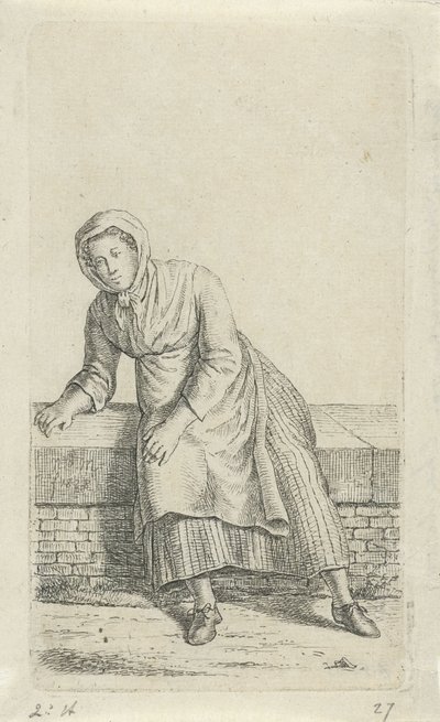 Sitzende Frau auf einer Mauer von Anthonie Willem Hendrik Nolthenius de Man