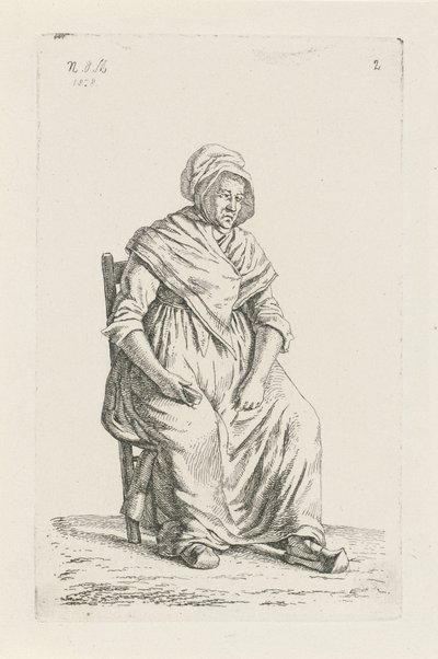 Sitzende Bäuerin aus Wallonien (Serie: Bauern und Bäuerinnen aus dem Vereinigten Königreich der Niederlande) von Anthonie Willem Hendrik Nolthenius de Man