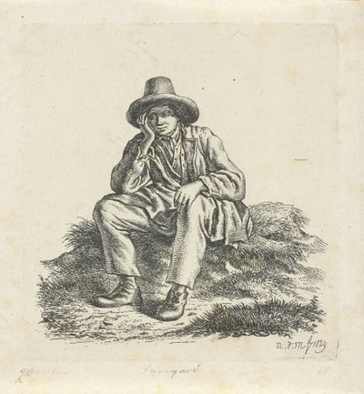 Sitzender Mann, der seinen Kopf stützt von Anthonie Willem Hendrik Nolthenius de Man