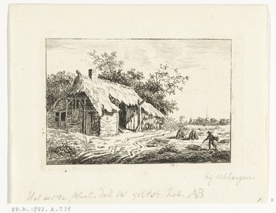 Bauer macht Heu vor einem Bauernhof bei Ubbergen von Anthonie van den Bos