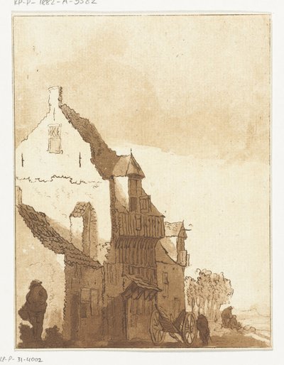 Haus mit Schubkarre vor der Tür von Anthonie van den Bos