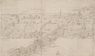 Panorama von London von Southwark aus gesehen: London Bridge von Anthonis van den Wyngaerde