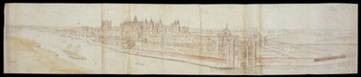 Blick auf Hampton Court Palace von Süden, mit dem Fluss im Vordergrund, 1558 von Anthonis van den Wyngaerde