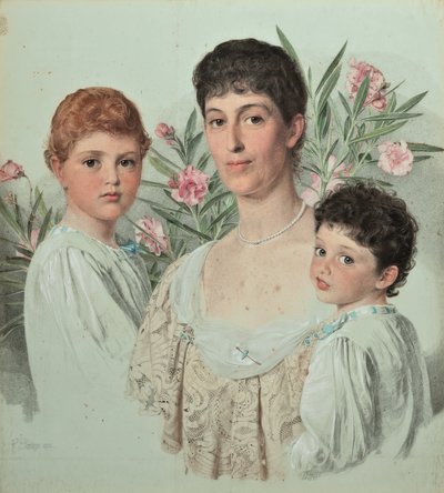 Porträt einer Mutter und ihrer zwei Kinder von Anthony Frederick Augustus Sandys