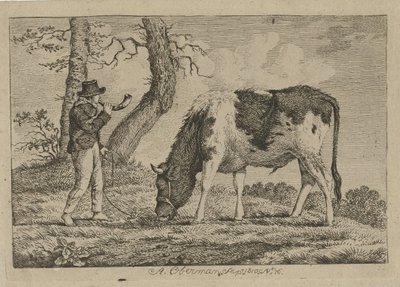 Hirte mit Kuh von Anthony Oberman