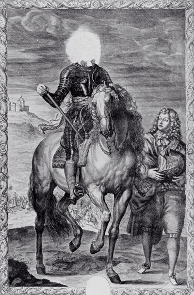 Entstelltes Reiterporträt von Charles I, graviert von Pierre Lombart (Gravur) von Anthony van (after) Dyck