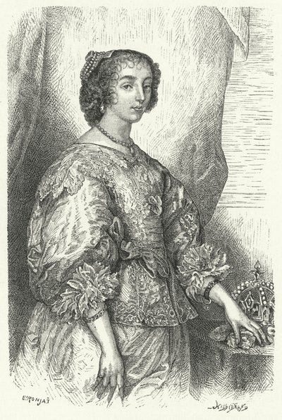 Henrietta Maria von Frankreich, Königin von Karl I. von England, Schottland und Irland (Stich) von Anthony van (after) Dyck
