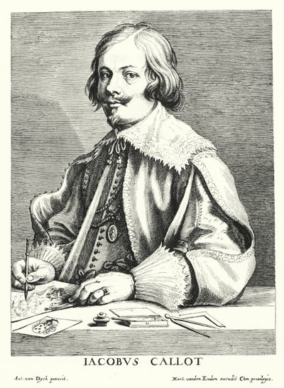 Jacques Callot, französischer Zeichner und Kupferstecher (Stich) von Anthony van (after) Dyck