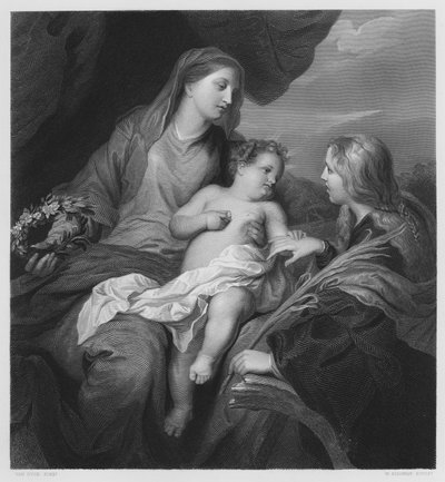 Die Hochzeit der Heiligen Katharina, nach dem Bild in der königlichen Sammlung (Gravur) von Anthony van (after) Dyck