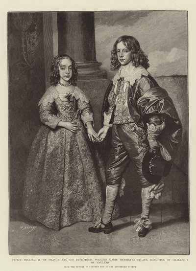 Prinz Wilhelm II. von Oranien und seine Verlobte, Prinzessin Marie Henrietta Stuart, Tochter von Karl I. von England von Anthony van Dyck