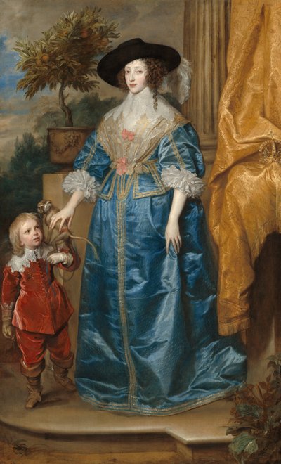 Königin Henrietta Maria mit Sir Jeffrey Hudson, 1633 von Anthony van Dyck