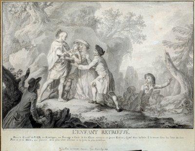 Das Kind findet, Illustration aus den „Briefen eines amerikanischen Farmers“ von Saint John de Crevecoeur, Lithographie von Antoine Borel, ca. 1783 von Antoine Borel