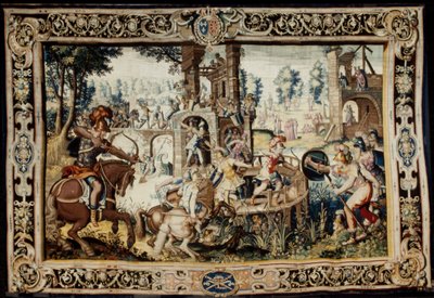 Übung im Angriff und Verteidigung eines Bastions, entworfen 1562–1565 (gewebt 1611–1627) von Antoine Caron