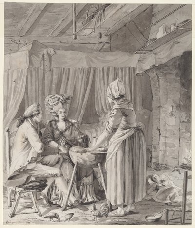 Elegantes Paar beim Mittagessen in einem Landhaus von Antoine François Sergent