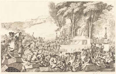 Der Brunnen der Regeneration auf den Trümmern der Bastille, 10. April 1793 von Antoine Jean Duclos after Charles Monnet