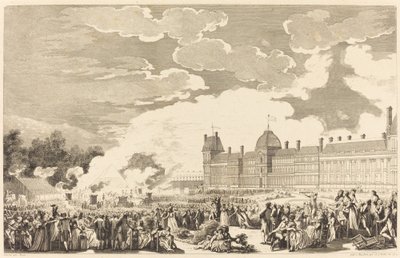 Die Trauerfeier zu Ehren der Märtyrer des 10. Tages im Nationalgarten von Antoine Jean Duclos after Charles Monnet