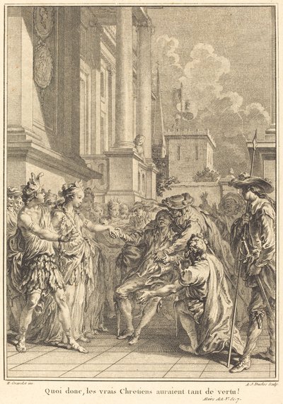 Was, die wahren Christen hätten so viel Tugend! von Antoine Jean Duclos after Hubert François Gravelot