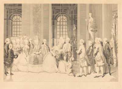 Le Reine annoncant a Mmme. de Bellegarde des juges et la liberte de son mari en mai 1 von Antoine Jean Duclos after vicomte Charles Henri Desfosses