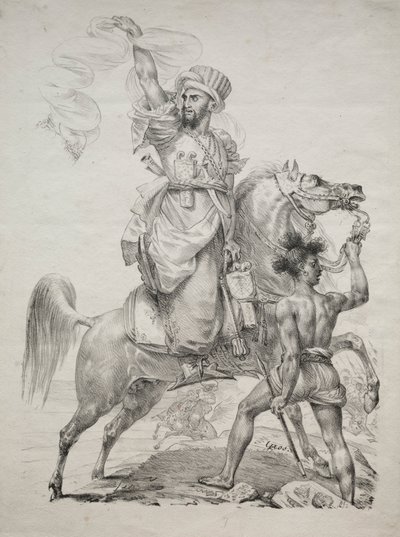 Ein Mameluken-Häuptling auf einem Pferd, der um Hilfe ruft, 1817 von Antoine Jean Gros