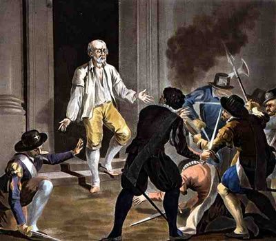 Der Tod von Gaspard de Coligny, gestochen von Jean Baptiste Morret (fl.1790-1820) 1788 von Antoine Louis Francois (after) Sergent Marceau