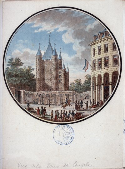 Paris, Ansicht des Tempelturms - in „Malereische Ansichten der Hauptgebäude von Paris“ von Sergeant von Antoine Louis Francois Sergent Marceau