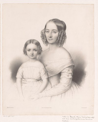 Porträt von Catharina Petronella Maria Cochius mit ihrer Tochter von Antoine Maurin