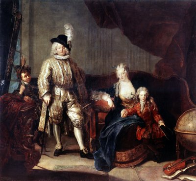 Porträt des Barons von Erlach mit seiner Familie von Antoine Pesne