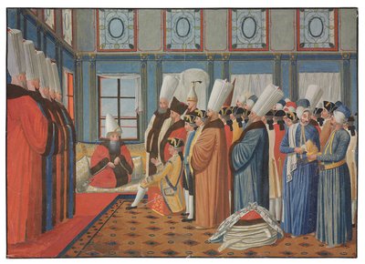 Die Vorstellung des Grafen de Vergennes, Botschafter von Ludwig XV., bei Reis Effendi, Großwesir des osmanischen Sultans Uthman III. am 31. Mai 1755 von Antoine de Favray
