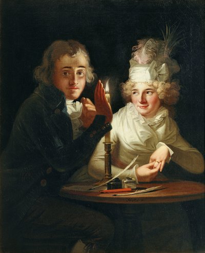 Verlobung bei Kerzenlicht, ca. 1790-98 von Anton Hickel