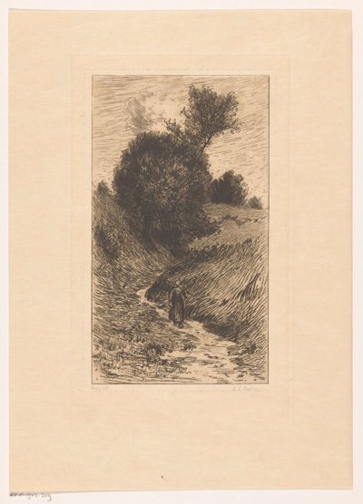 Frau auf einem hohlen Weg von Anton L. Koster (signed by artist)