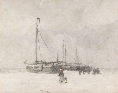 Fischerboote am Strand im Winter, Mitte bis Ende des 19. Jahrhunderts von Anton Mauve