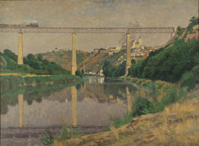 Mesto z železniškim mostom von Anton Nowak