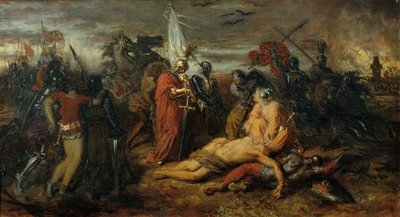 Rudolf von Habsburg an der Leiche Přemysl Ottokars, König von Böhmen von Anton Romako